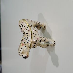 Cheetah Leopard Enameled Jeweled Figurine Hinged